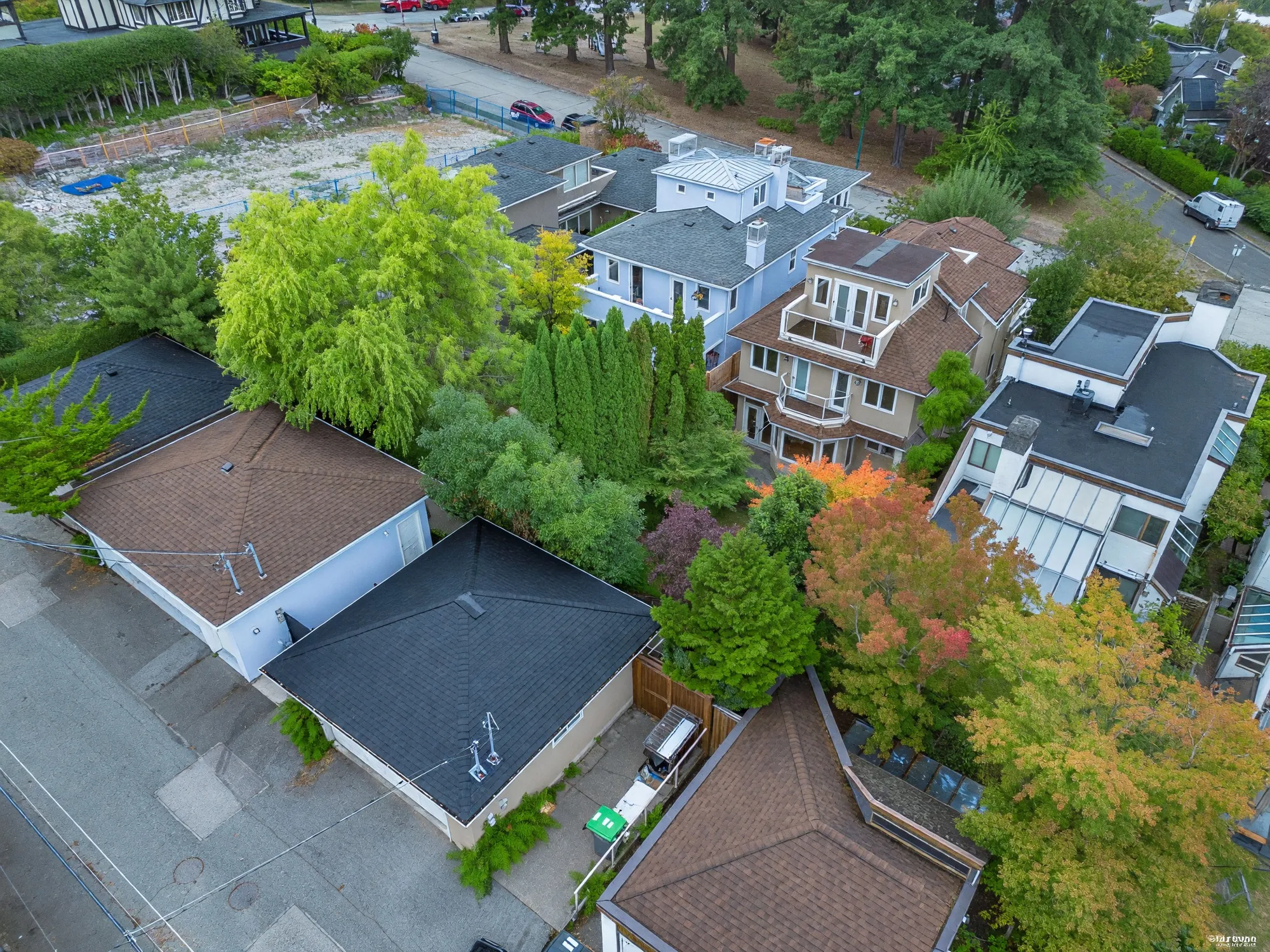 The house and the lane from directly above